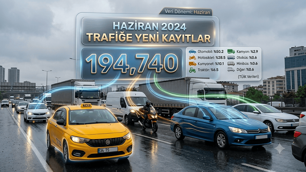 Haziran ayında 194 bin 740 adet taşıtın trafiğe kaydı yapıldı