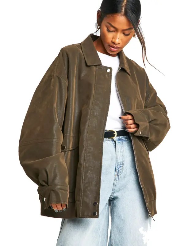 Vintage Look Oversized Bomber Jacket