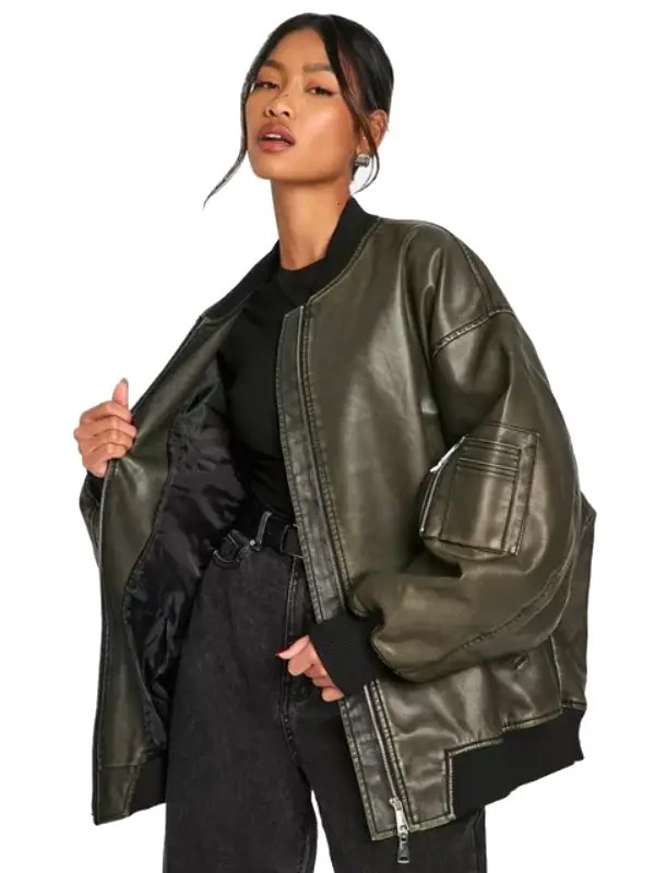 Womens Vintage Oversized Bomber Jacket