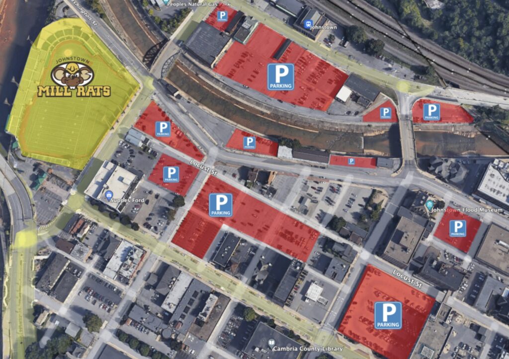 Game Day Parking Johnstown Mill Rats Baseball Game Day Parking 1024x723 