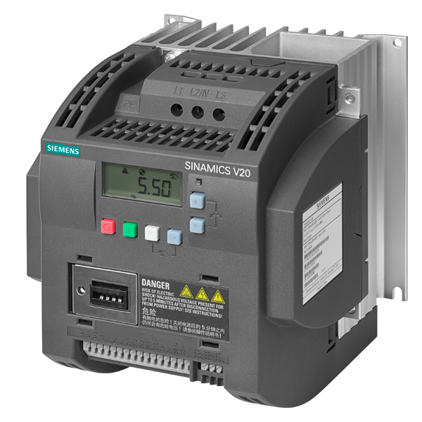 Variador de frecuencia Siemens serie SINAMICS V20, 3 kW, 400 V ac, 3 fases, 7,3 A, 0 → 550Hz, IP20, Modbus (2) — MIM Market
