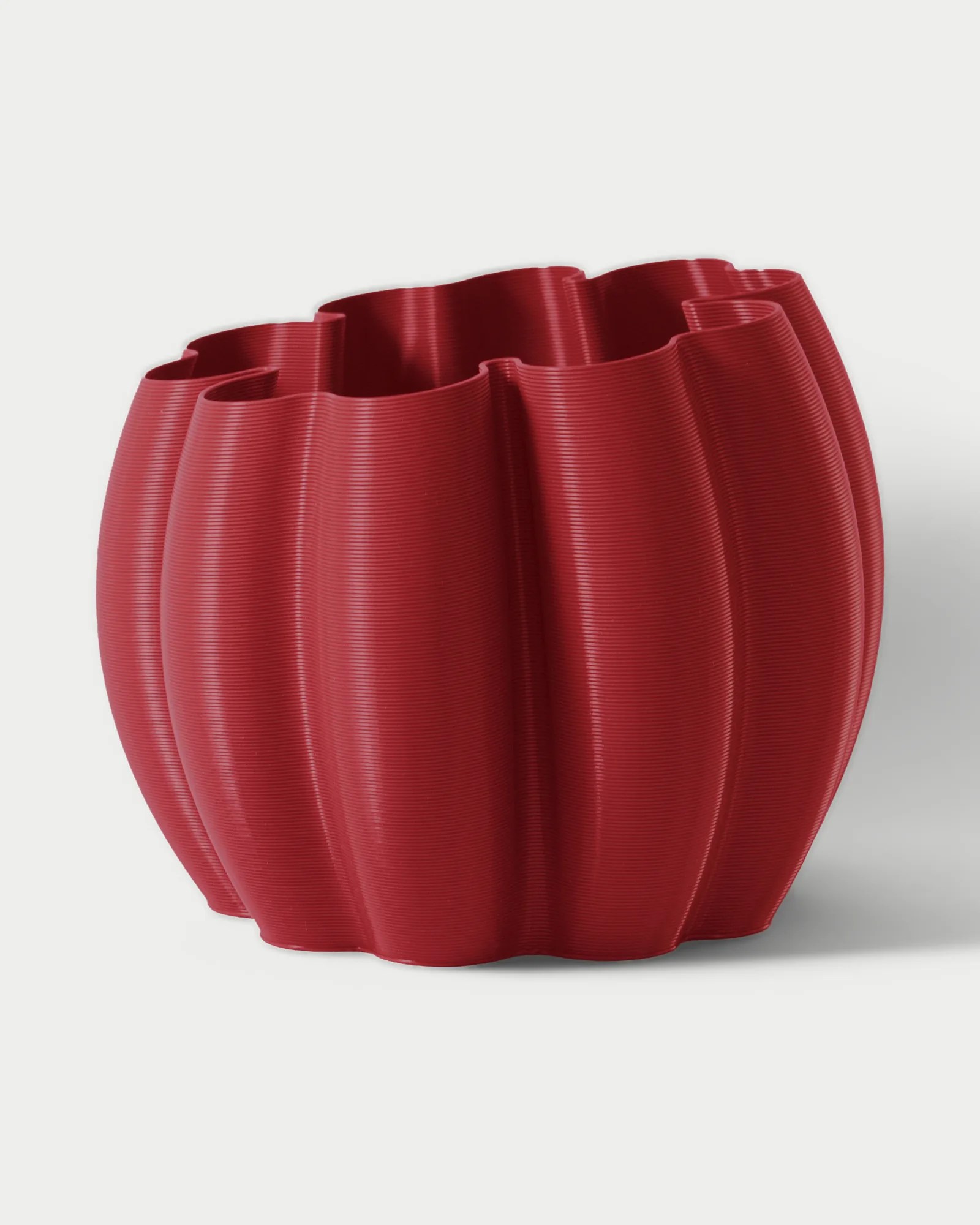BORU Organizador en Rojo Oscuro, portalápices impreso en 3D, foto de estudio