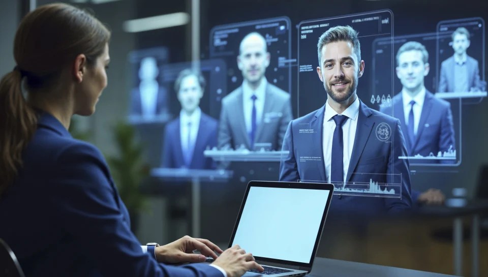 HR outsourcing technology concept showing virtual workforce management, digital hiring and remote employee support