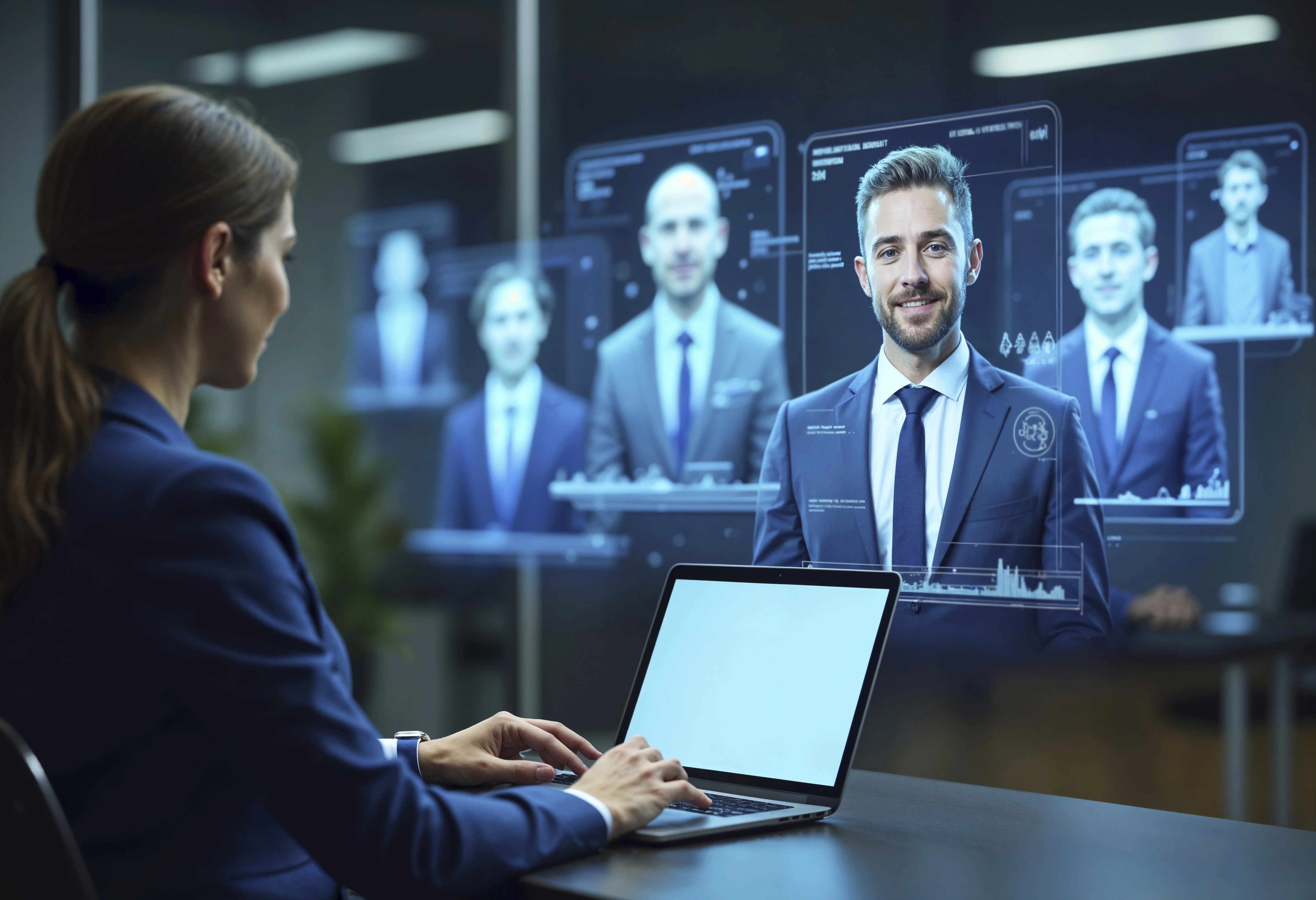HR outsourcing technology concept showing virtual workforce management, digital hiring and remote employee support