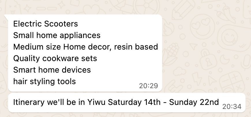 Requisitos de abastecimiento de productos del cliente para el viaje de compras al mercado de Yiwu