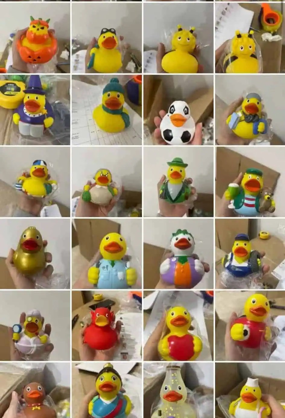 Quality inspection of 40 plus rubber duck character designs sourced from Yiwu China for UK importer