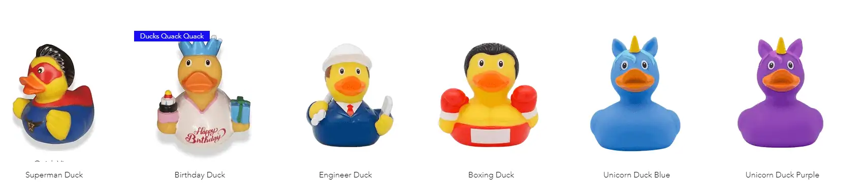 Rubber Duck Sourcing from China Themed rubber duck characters including Superman, Birthday, Engineer, Boxing, and Unicorn designs sourced from China