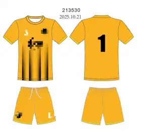 Sublimation-printed football jersey sample showing gradient stripe effect