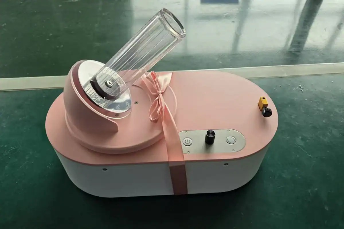 Finished electric yarn winder from the production run in China, kept as the approved reference for later batches