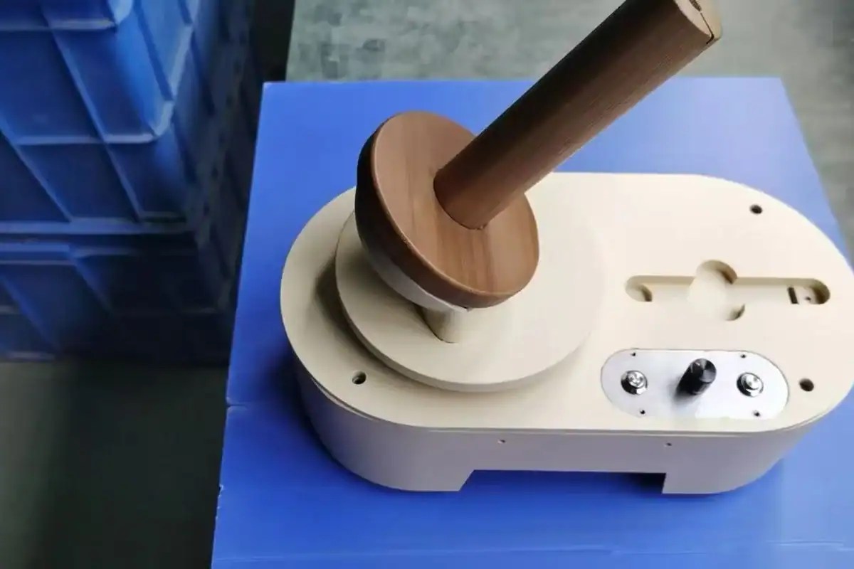 First 3D-printed assembly of a new product checked for fit and proportion before tooling at a factory in China