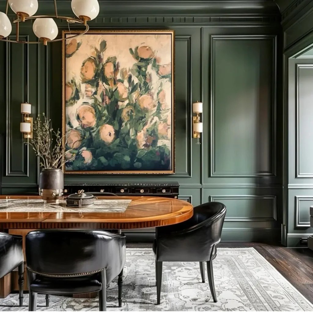 green paint colors dining room Colonial Verdigris Benjamin Moore