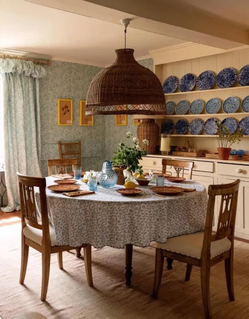 single pendant over round dining table