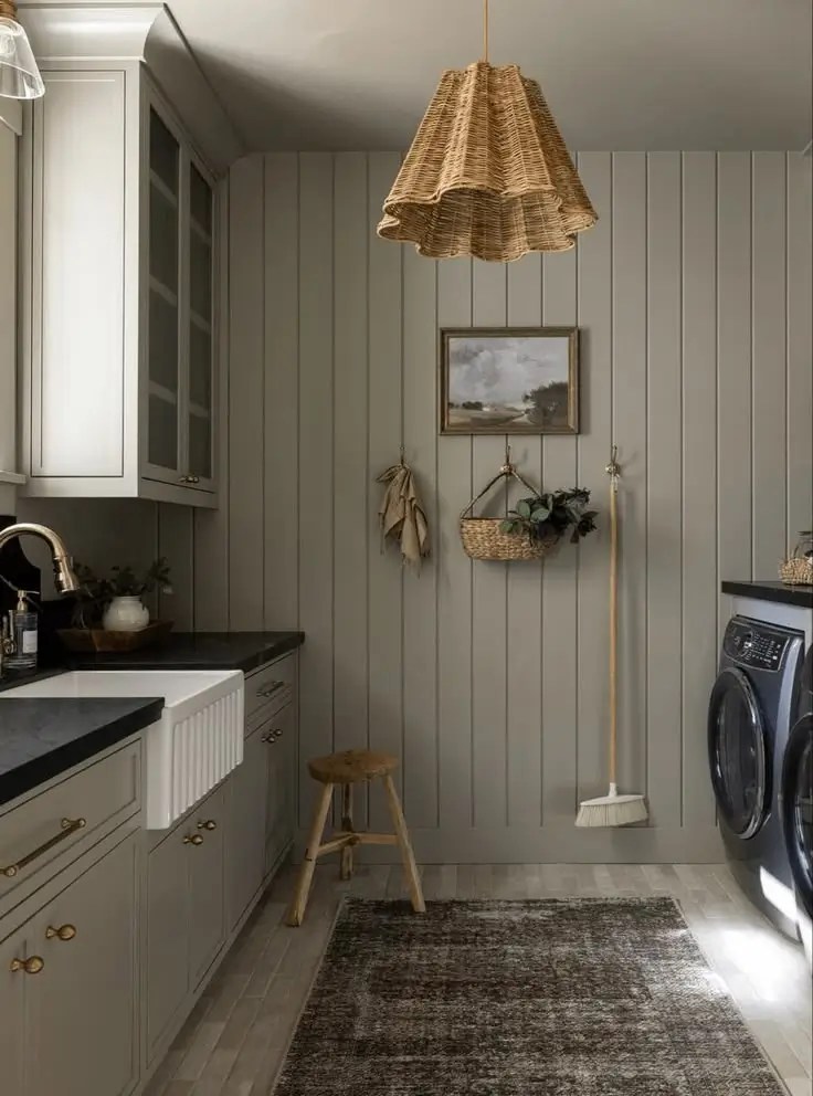 small laundry room wall mounted storage solution