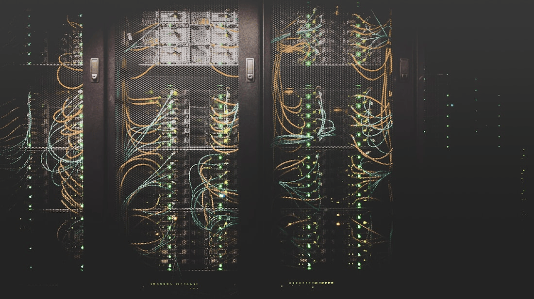 Glowing server infrastructure representing home lab Docker services and networking