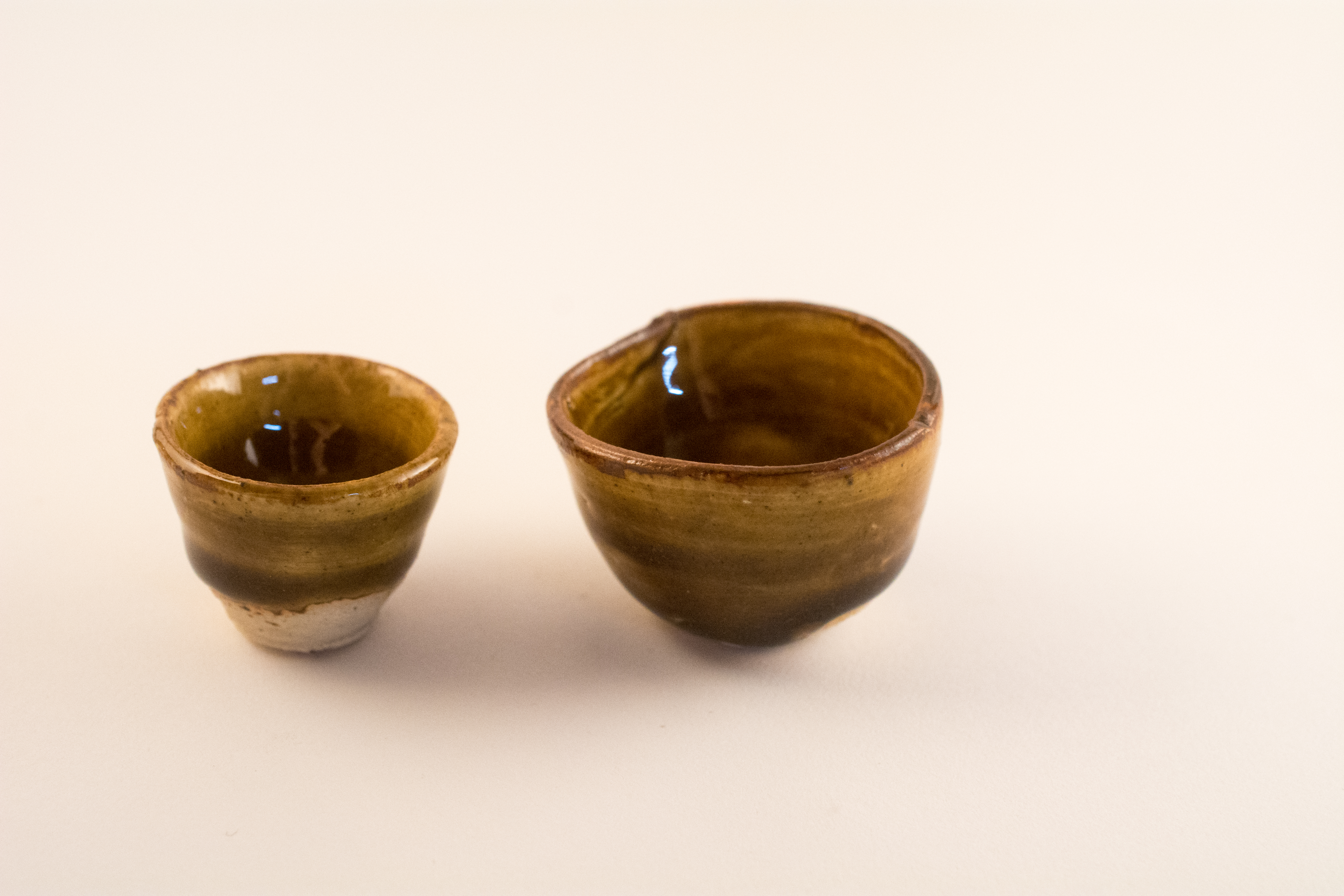 Miniature Cups (Cone 10, Amber Celadon Glaze)