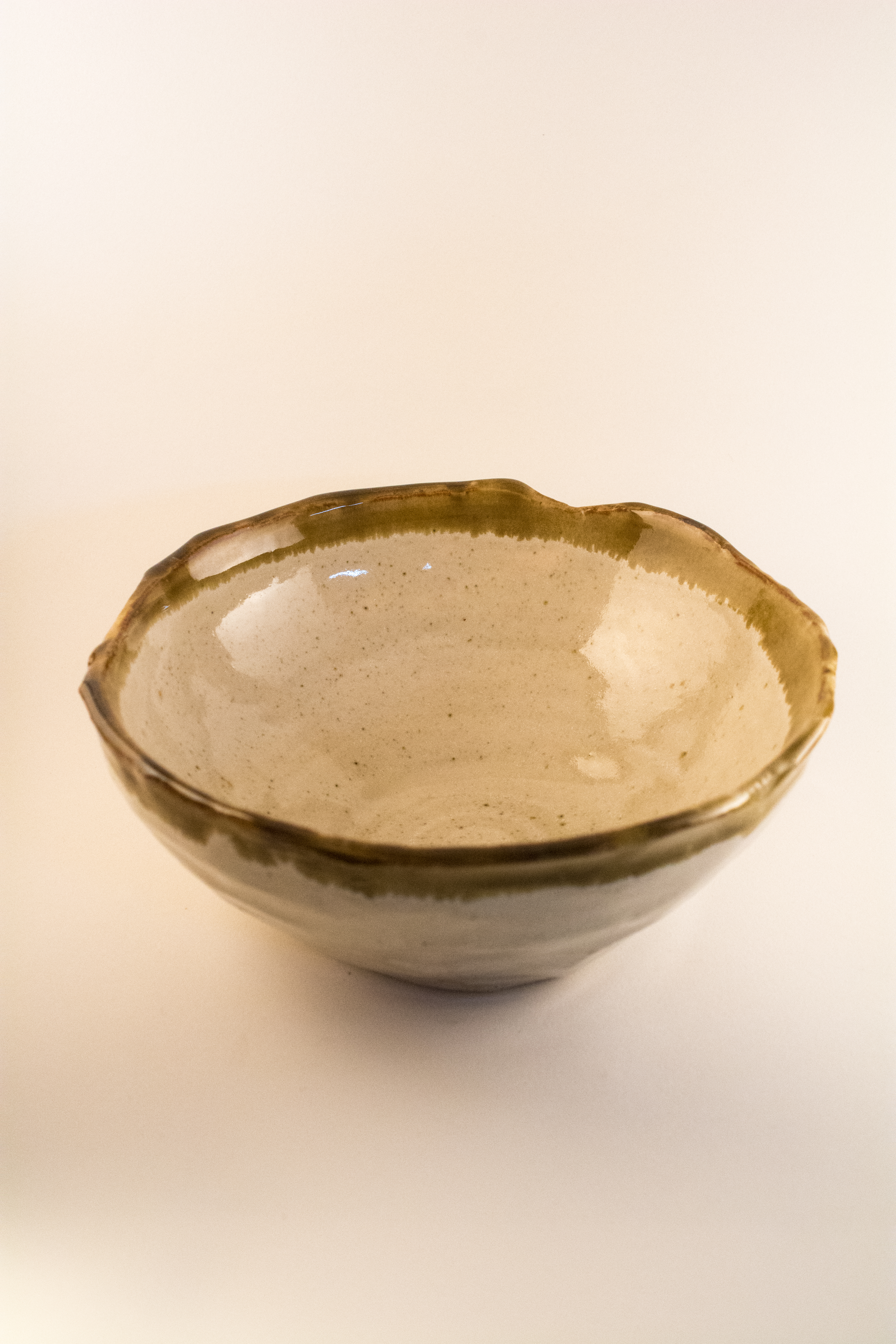 Rough Bowl (Cone 10, White and Amber Celadon Glazes)