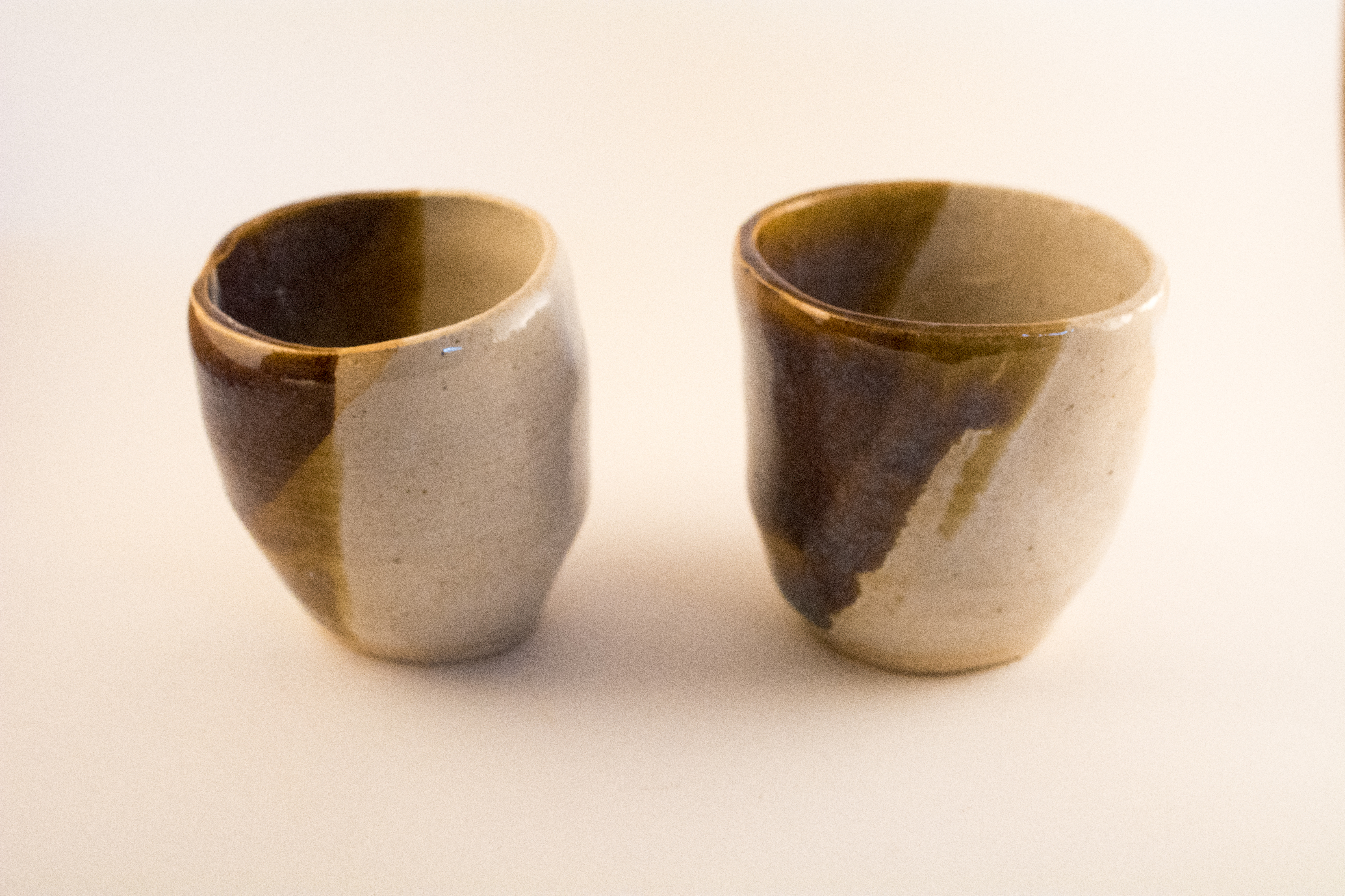 Small Glasses, 2 of 4 (Cone 10, White and Woo Blue Glazes)