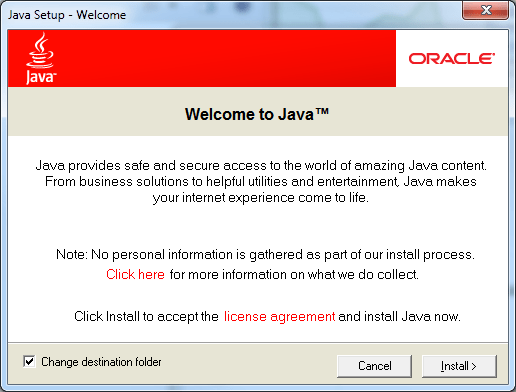 Java Setup - Welcome Screen Java Setup - Welcome Screen