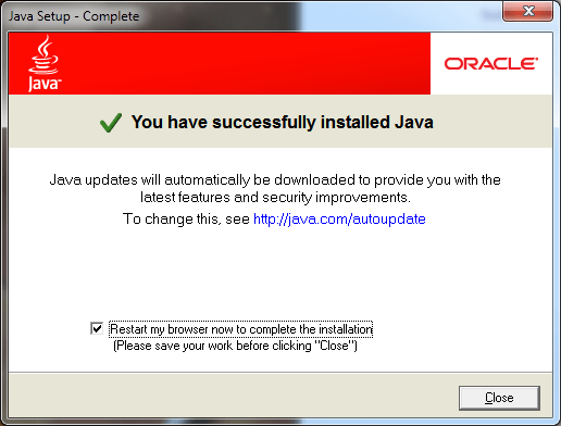 Java Setup - Installation Complete Java Setup - Installation Complete
