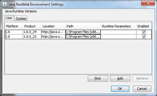 Java Runtime Environment Settings Java Runtime Environment Settings