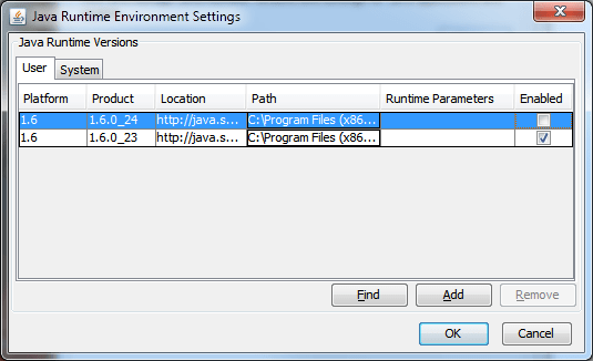 Java Runtime Environment Settings (Updated Settings) Java Runtime Environment Settings (Updated Settings)