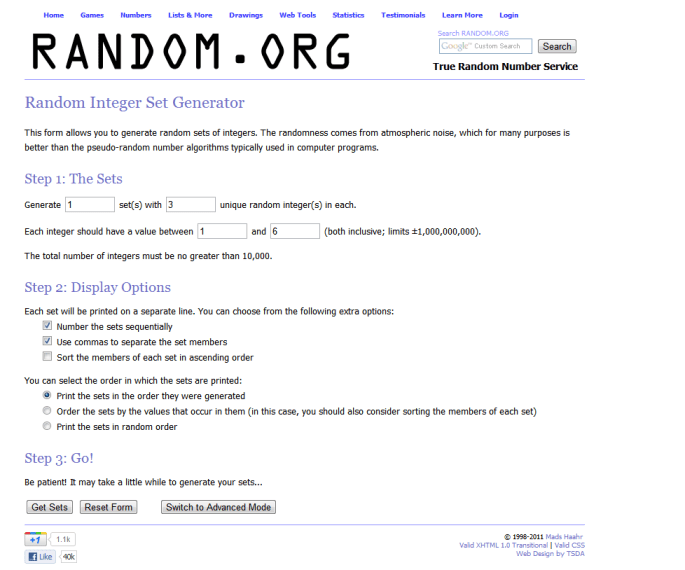 Random.org - Random Integer Sets Random.org - Random Integer Sets