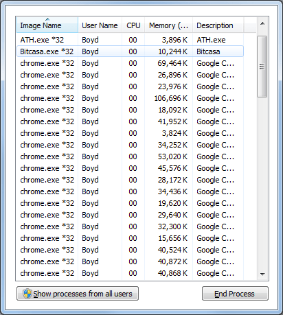 Task Manager - Processes