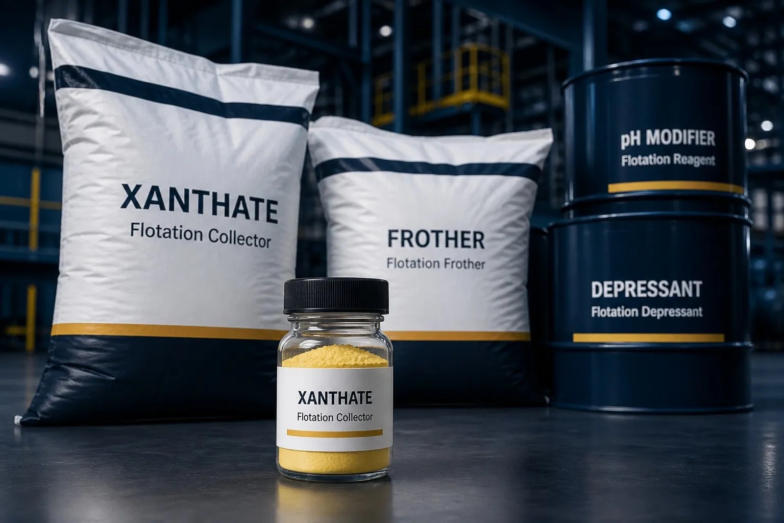 Choosing a Flotation Reagent Manufacturer: One-Stop Supply for Mineral Processing 1 Flotation reagent chemical bags and xanthate powder sample