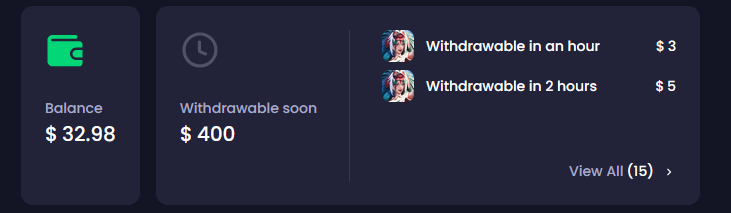 FreeCash Pending Payouts. 