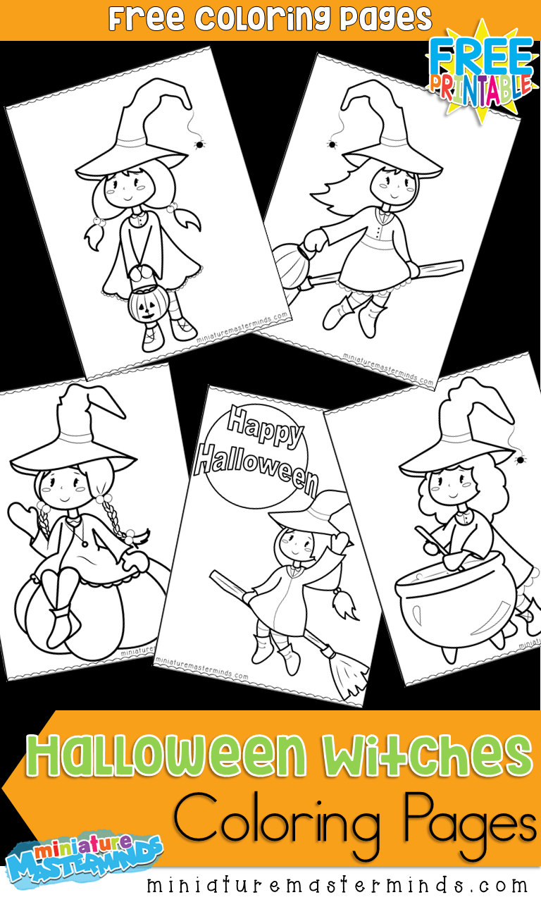 Printable coloring and activity pages are one way to keep the kids happy (or at least occupie. Free Printable Cute Witches Coloring Pages Miniature Masterminds