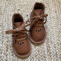 Cognac Geschulpte Hoge Veterschoenen