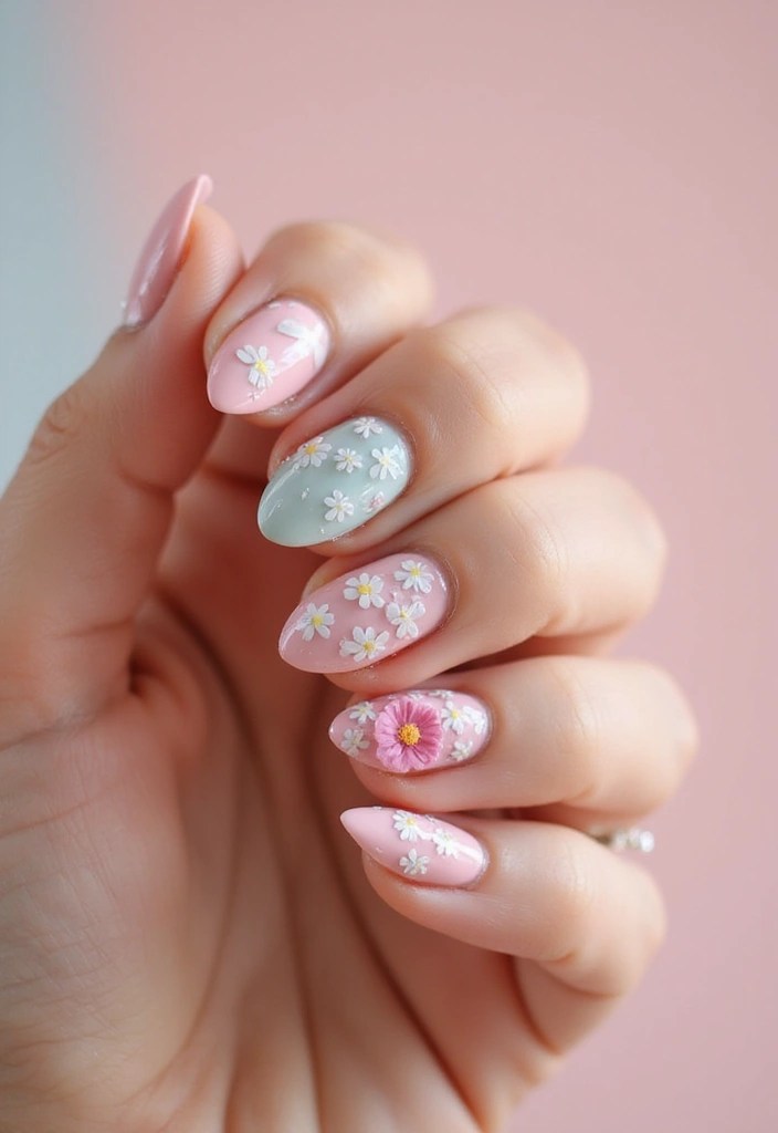 Fall Nails 2025: Nail Art Tutorials for Beginners to Create Pro-Looking Manicures - 14. Shimmering Fall Flowers