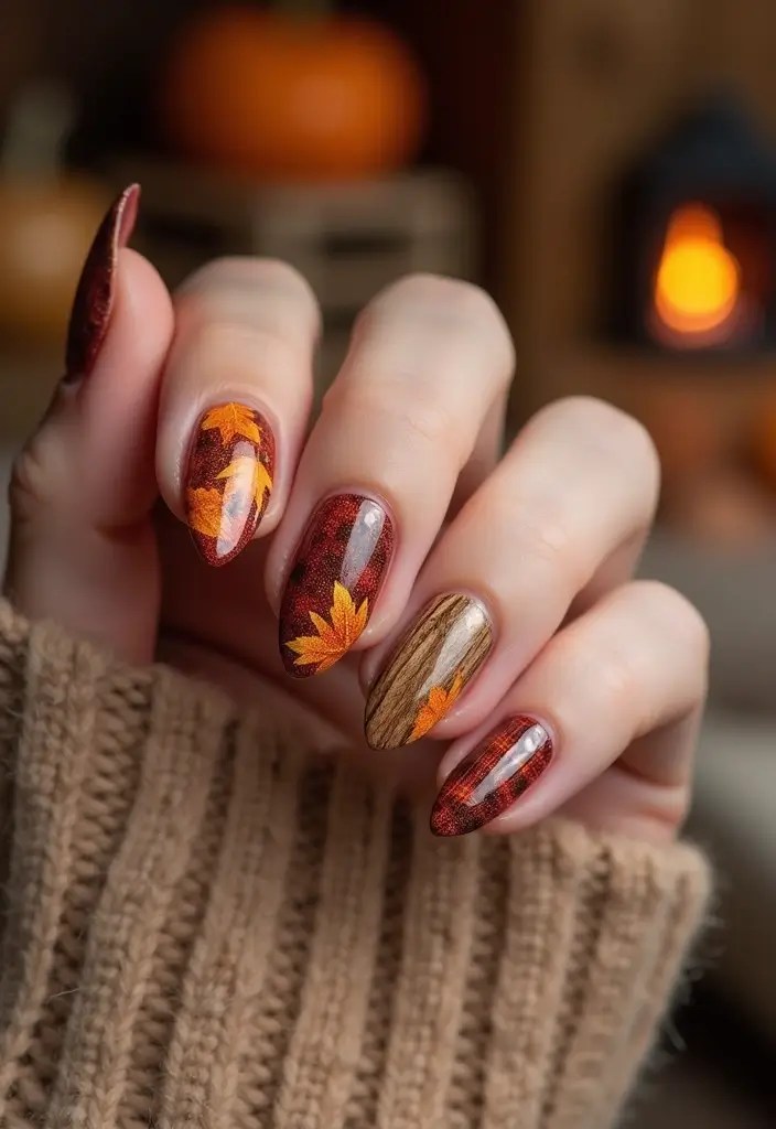 Fall Nails 2025: Nail Art Tutorials for Beginners to Create Pro-Looking Manicures - 21. Rustic Cabin