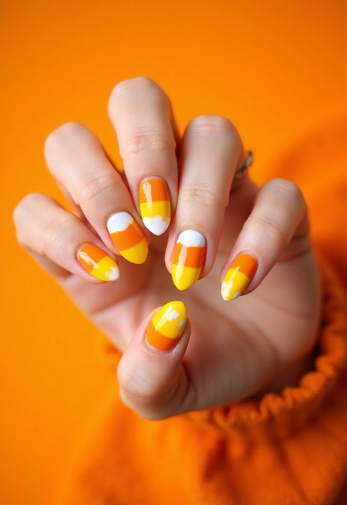 Fall Nails 2025: Nail Art Tutorials for Beginners to Create Pro-Looking Manicures - 33. Candy Corn Delight