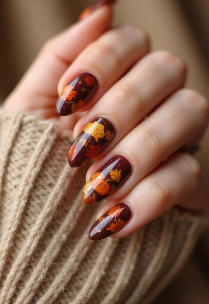 Fall Nails 2025: Nail Art Tutorials for Beginners to Create Pro-Looking Manicures - 39. Rustic Thanksgiving