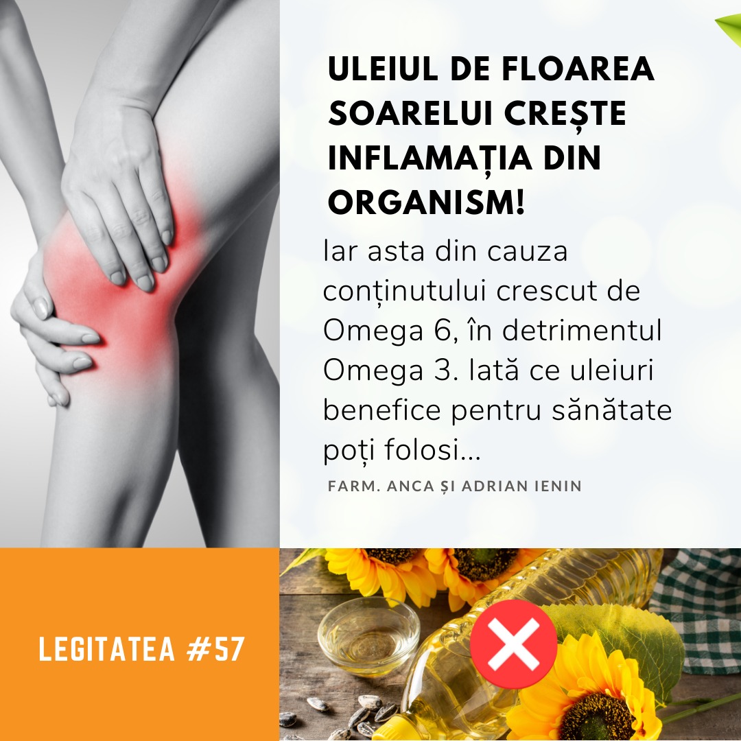 Uleiul de floarea soarelui crește inflamația din organism! (Legitatea #57)