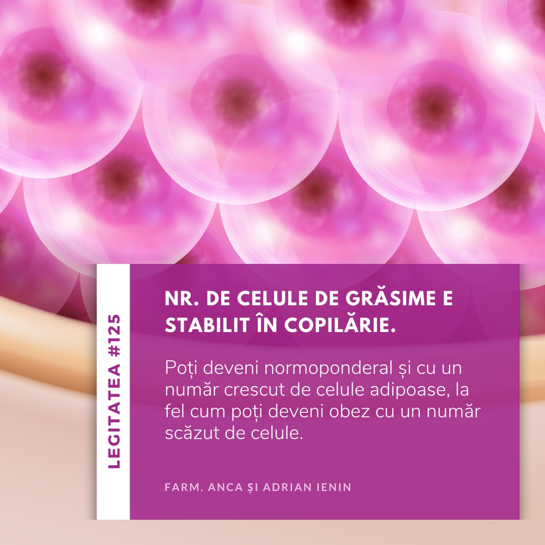 Numărul de celule de grăsime ale organismului este stabilit în copilărie. (Legitatea #125)