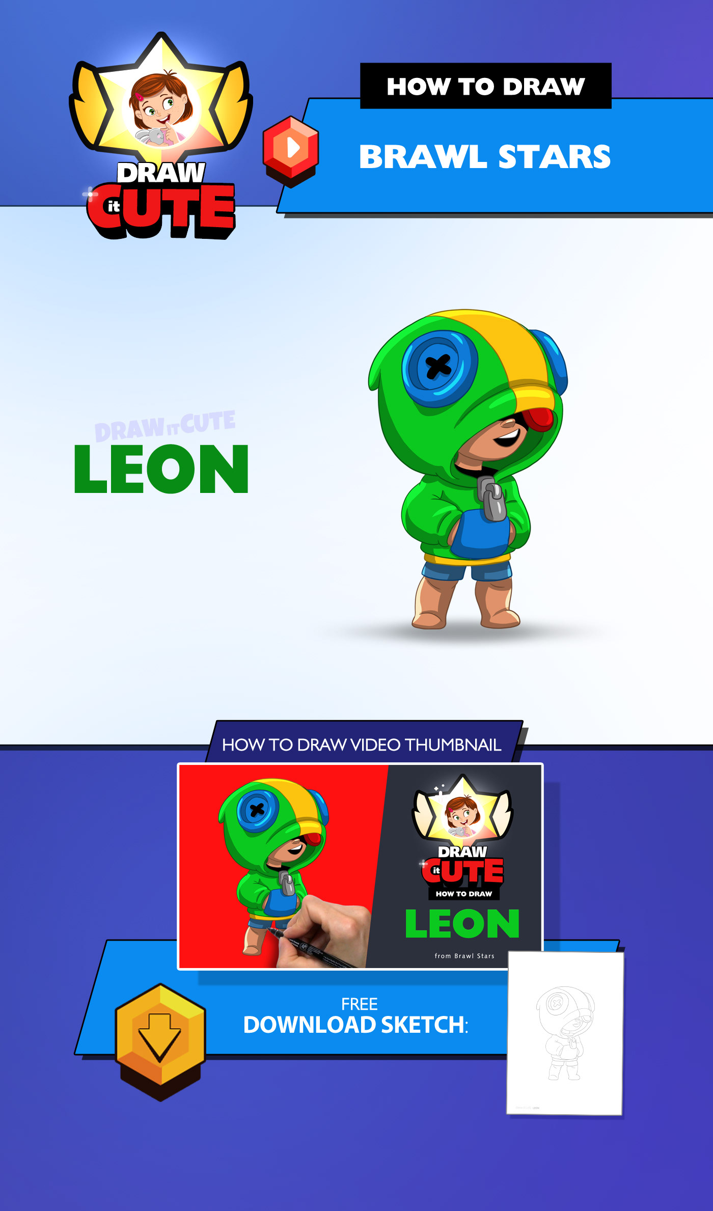 pic Brawl Stars Drawing Easy Leon how to draw leon super easy brawl