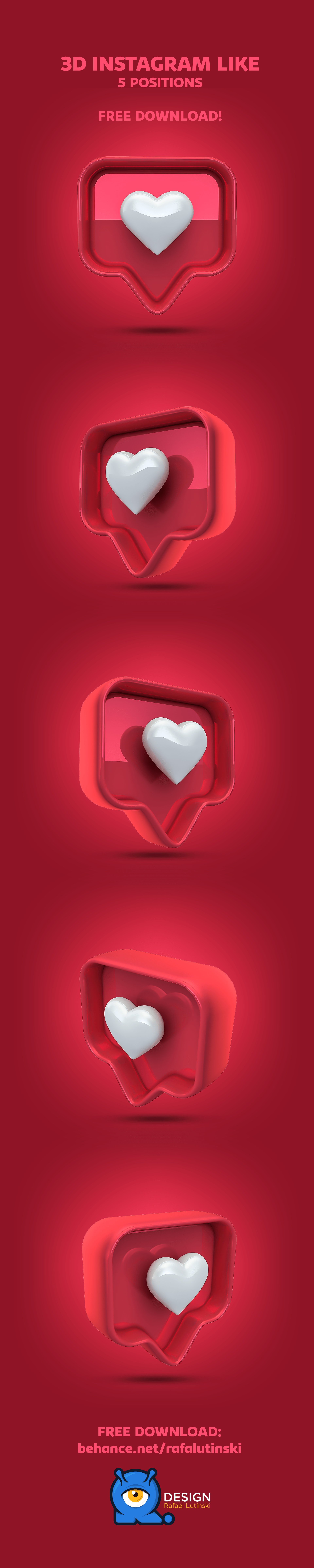 3d Instagram Like Free Download On Behance