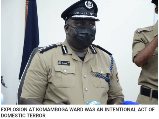 Two people have died on the spot after a bomb explosion rocked digida pork joint in komamboga, kampala. FALSE: Uganda police spokesperson didnât attribute the