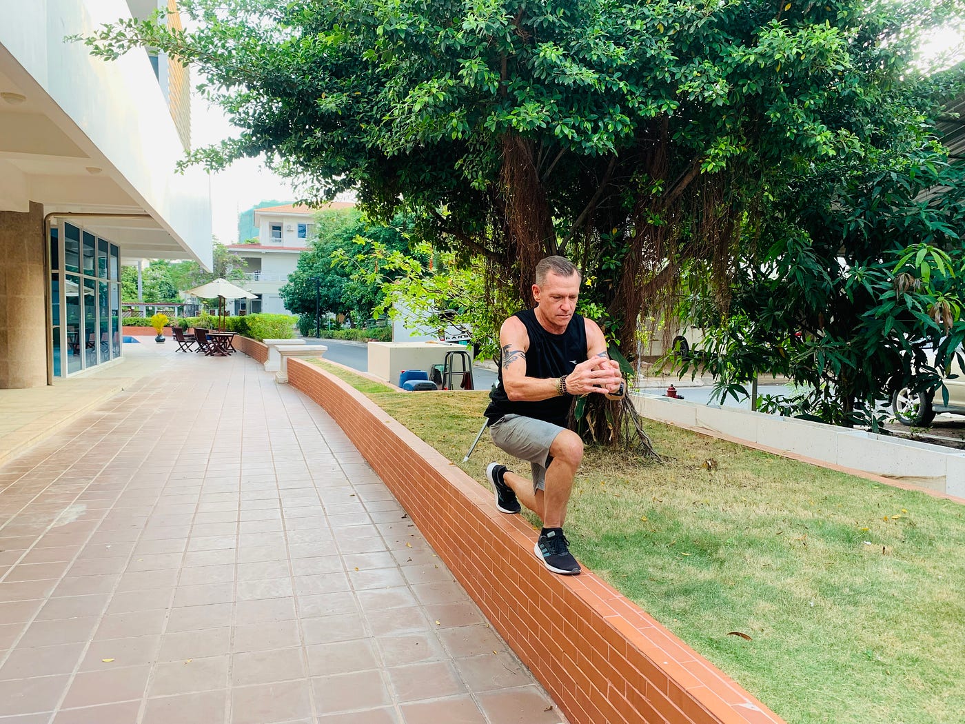 me lunging on a wall