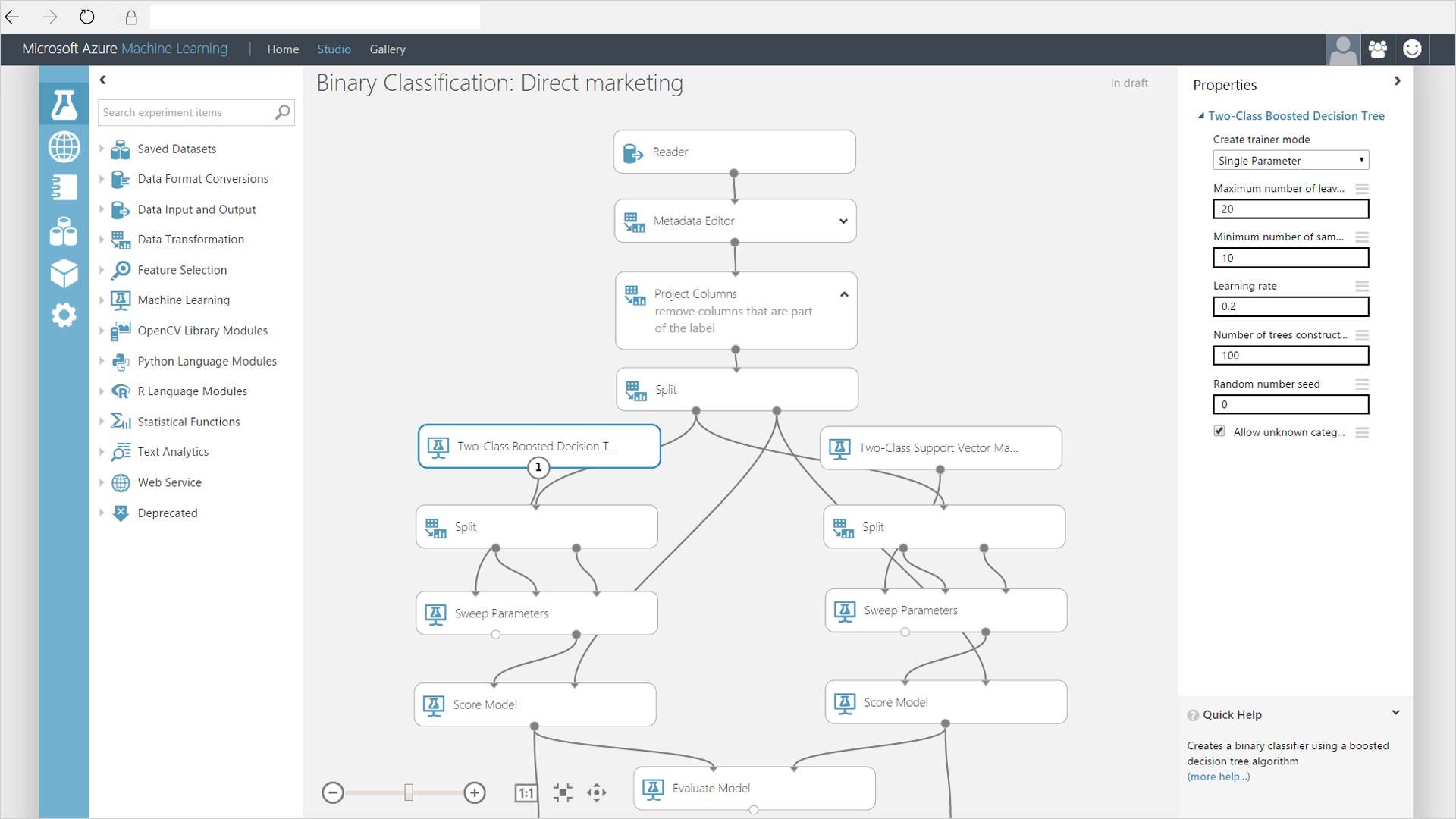 Code free data science with microsoft azure machine learning studio