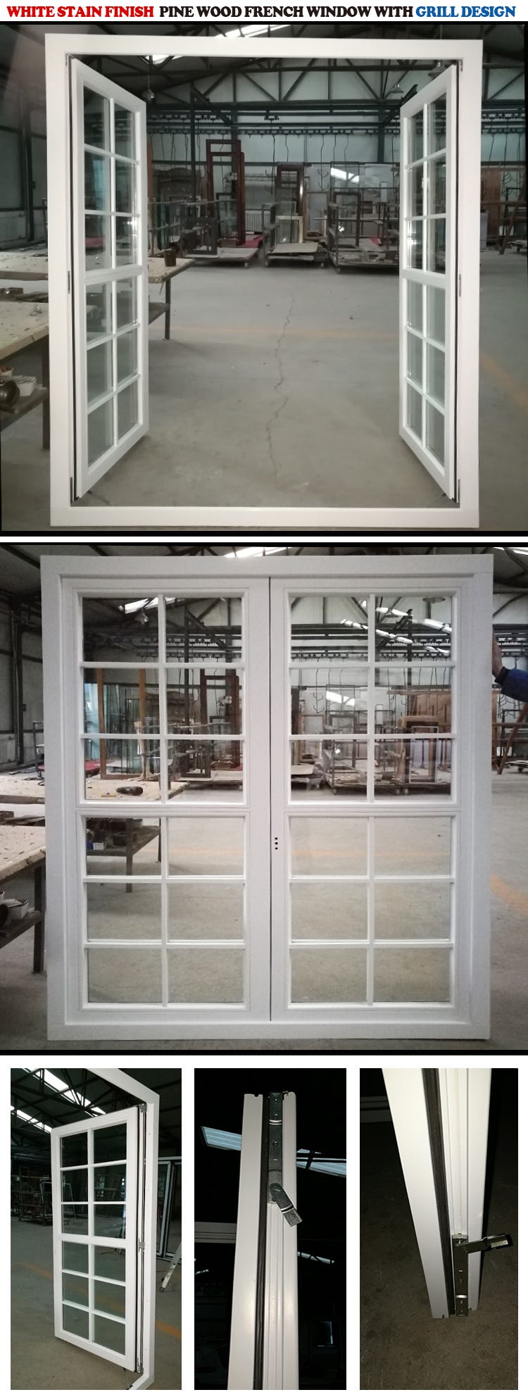 White Stain Finish Pine Wood French Window With Grill Design In Washinton Dc Usa By Doorwin Group Medium