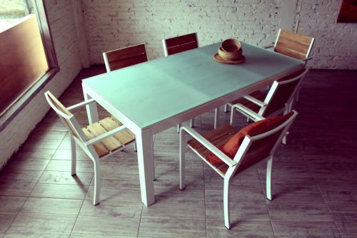 Sleek And Solid Looking Aluminium Rectangular Dining Table By Yuni Bali Furniture Medium