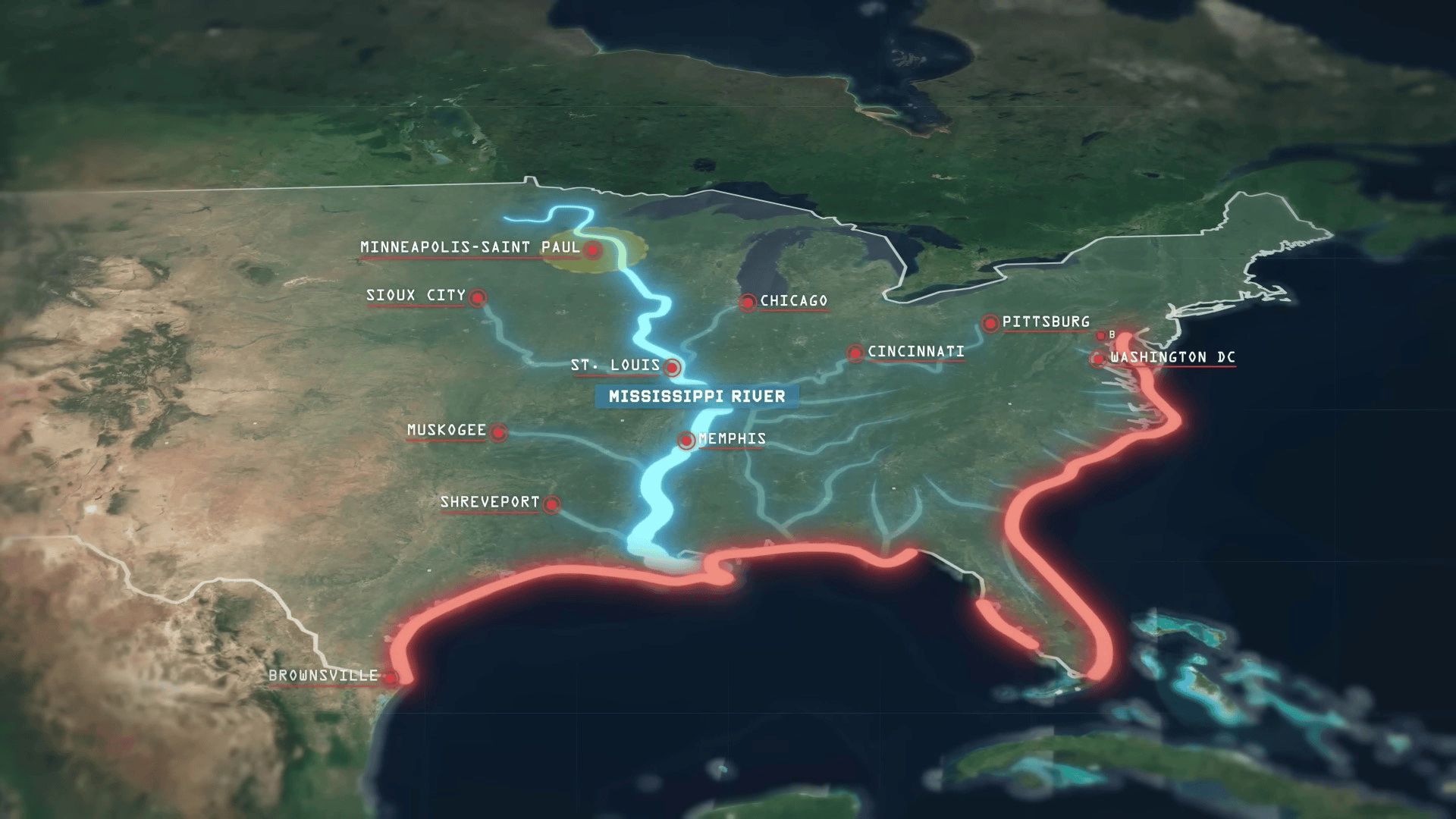 Us Map Of East Of Mississippi River States