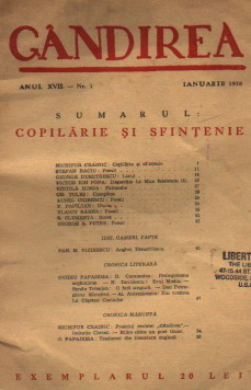 Coperta unui numãr al revistei "Gândirea"