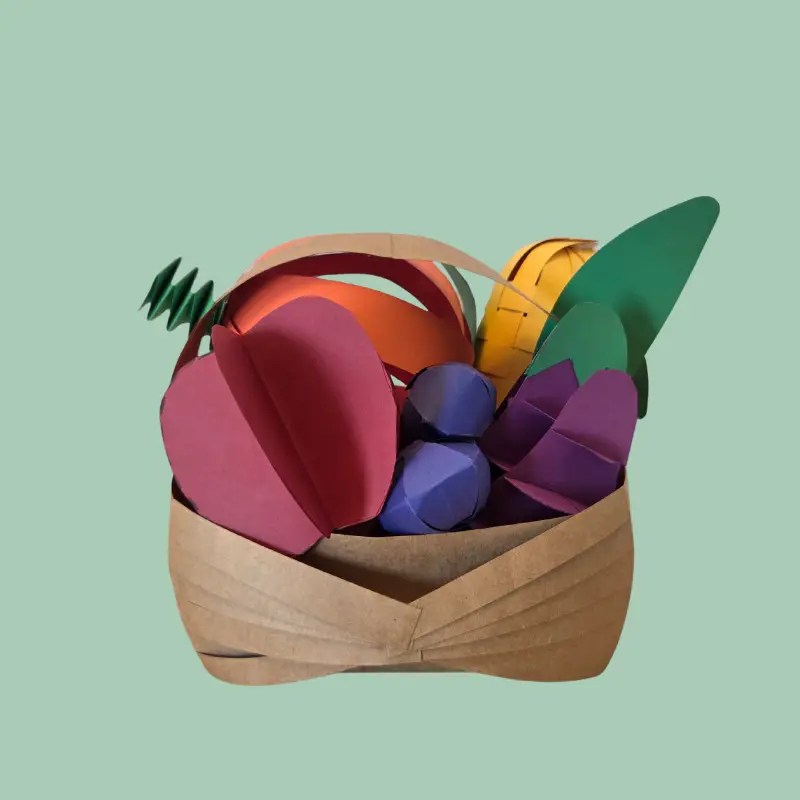 Paper Picnic Basket Craft Kit with 3D Produce | Creative Paper Sculpture Activity for Kids & Families