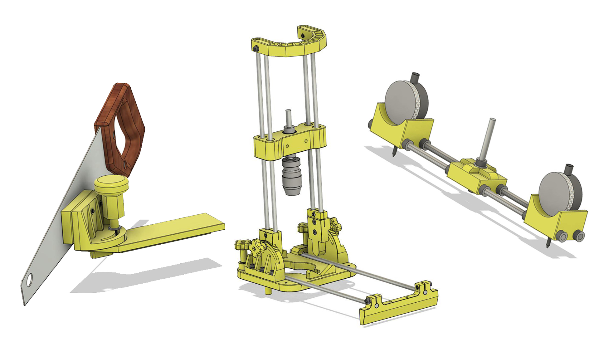 Three 3D Printed Tools / Sawing, Squaring & Drilling Jigs