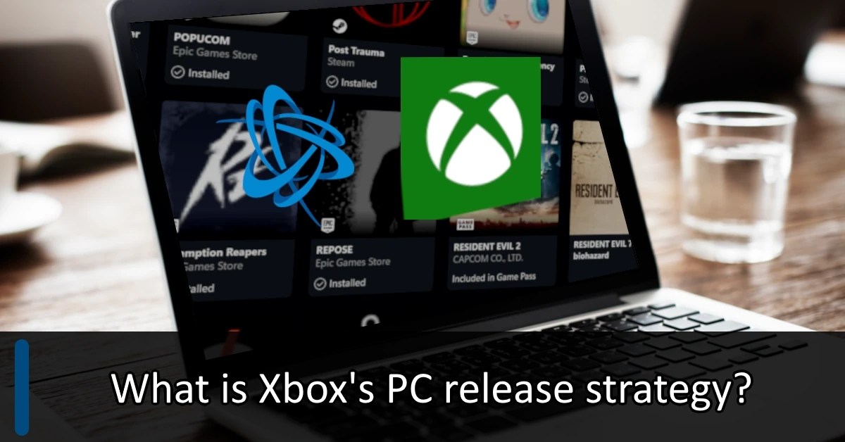 Laptop showing the Xbox and Battle Net logos