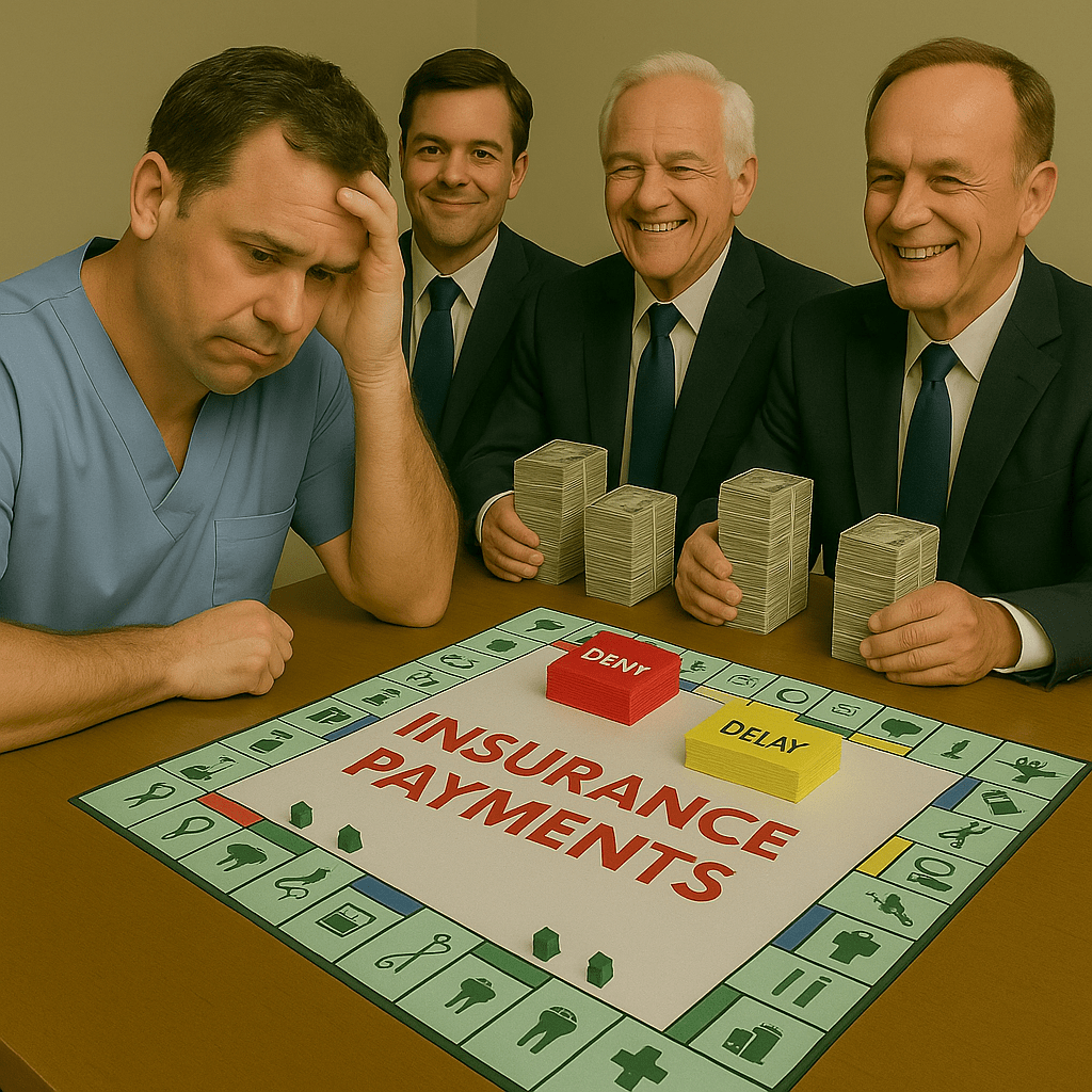 Dentist playing insurance payments game